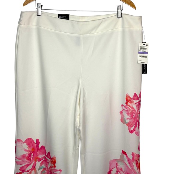 INC International Wide Leg Pants White Floral Print White Pink Size‎ 18 NWT - Picture 3 of 11